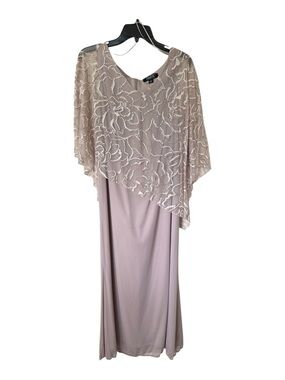 Alex Evenings Dusty Mauve Beaded Overlay Maxi Dress